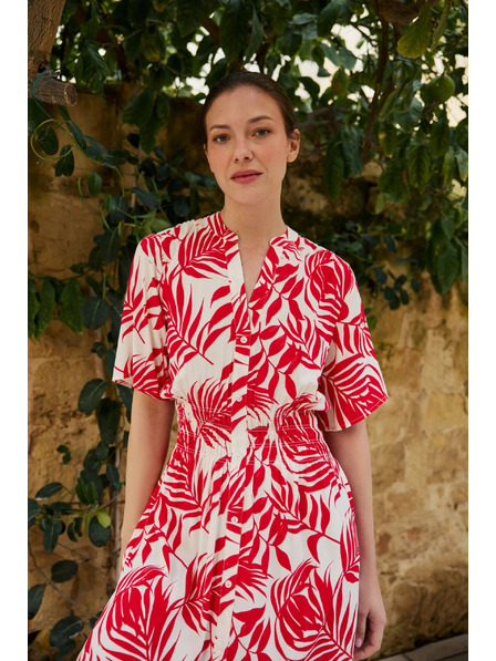 Moodo Viskózové midi šaty červené Moodo