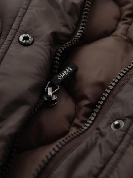Ombre Clothing Pánská prošívaná bunda košilového střihu - khaki V3 OM-JALP-0215 Ombre Clothing