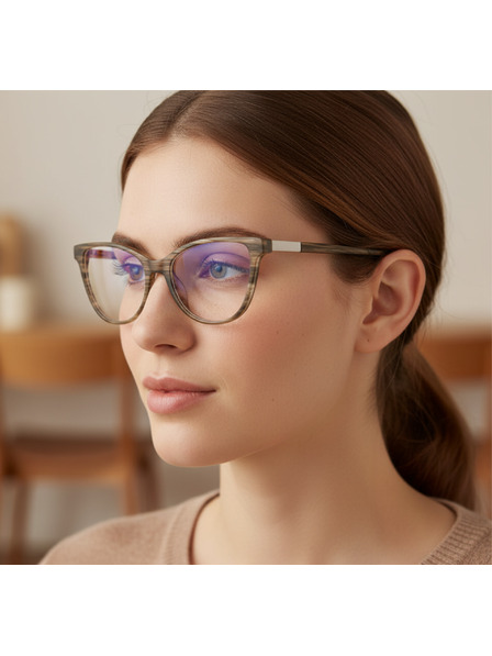 VEYREY VeyRey dámské cat-eye dámské brýle blokující modré světlo Micrail hnědá obruba čirá skla
