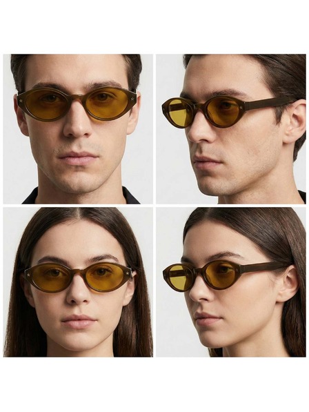 VEYREY VeyRey dámské cat-eye acetátové polarizační sluneční brýle Aest hnědá obruba žlutá skla