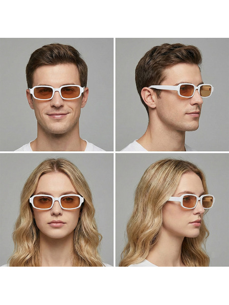 VEYREY VeyRey hranaté sluneční brýle Nonmock bílá obruba žlutá skla