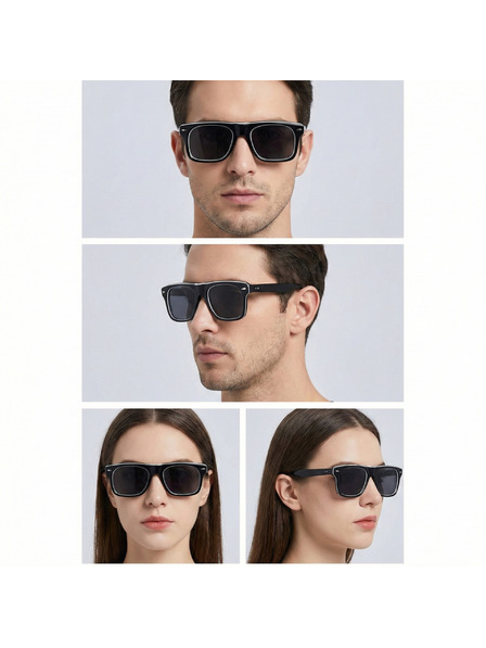 VEYREY VeyRey hranaté acetátové polarizační sluneční brýle Crawier černá obruba černá skla