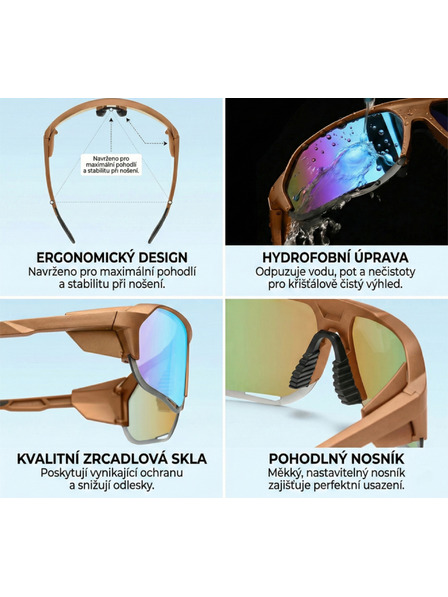 VEYREY VeyRey sportovní polarizační sluneční brýle Bralter hnědá obruba hnědá skla