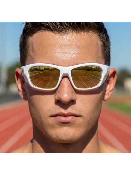 VEYREY VeyRey sportovní polarizační sluneční brýle Borned bílá obruba zlatá skla