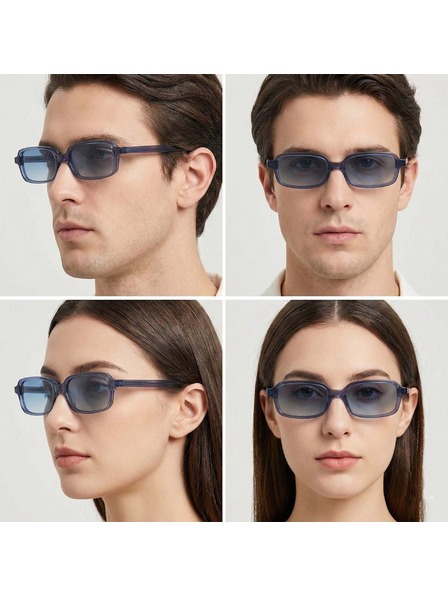 VEYREY VeyRey hranaté acetátové polarizační sluneční brýle Ogo modrá obruba modrá skla