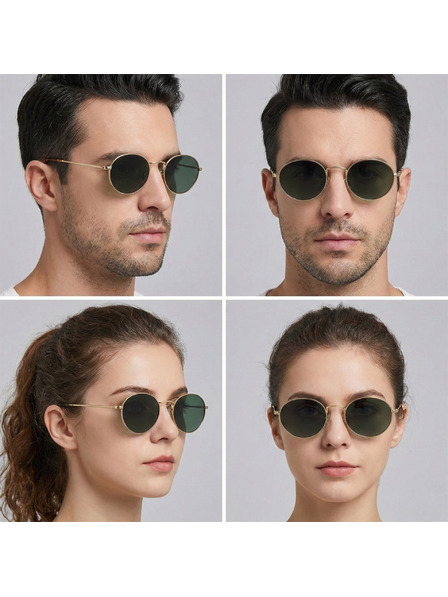 VEYREY VeyRey lenonky acetátové polarizační sluneční brýle Wabame zlatá obruba zelená skla