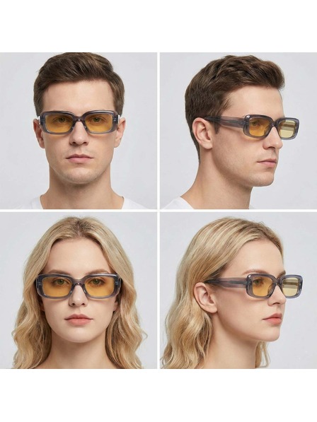 VEYREY VeyRey hranaté acetátové polarizační sluneční brýle Xep transparentní obruba žlutá skla