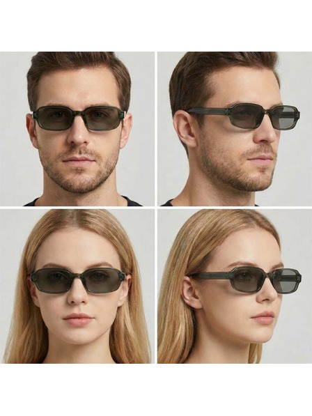 VEYREY VeyRey hranaté sluneční brýle Nonmock transparentní obruba zelená skla