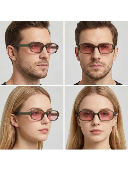 VEYREY VeyRey hranaté sluneční brýle Nonmock zelená obruba růžová skla