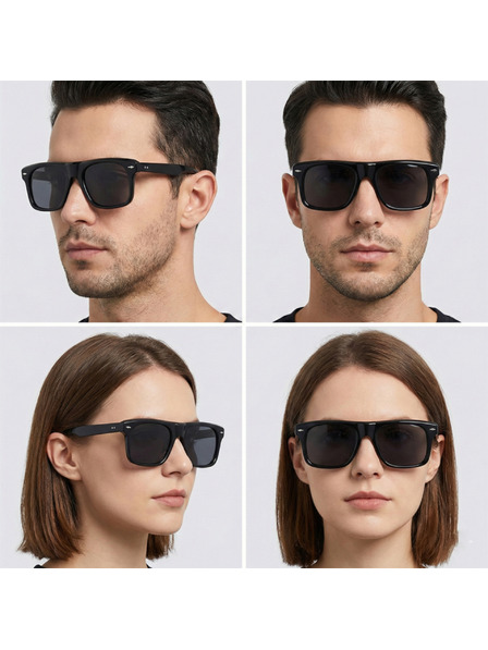 VEYREY VeyRey hranaté acetátové polarizační sluneční brýle Crawier černá obruba černá skla