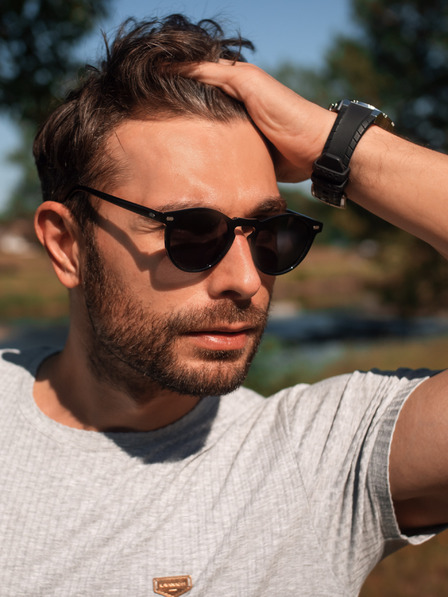 VEYREY Černé oválné sluneční polarizační brýle Veyrey Narino