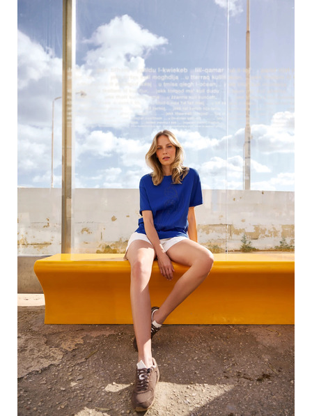 Moodo Halenka z bavlny modrá Moodo