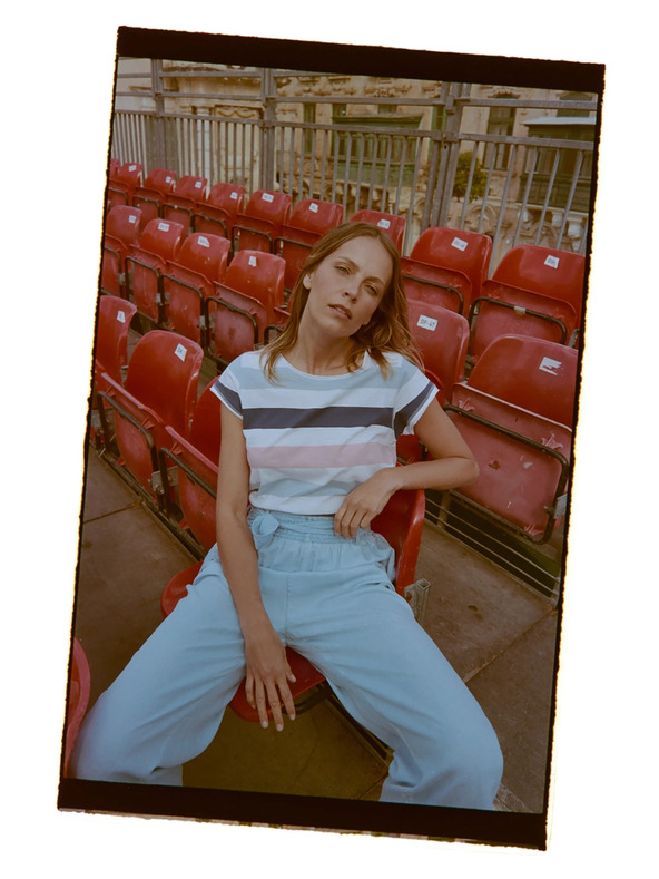 Moodo Tričko s pruhy modré Moodo