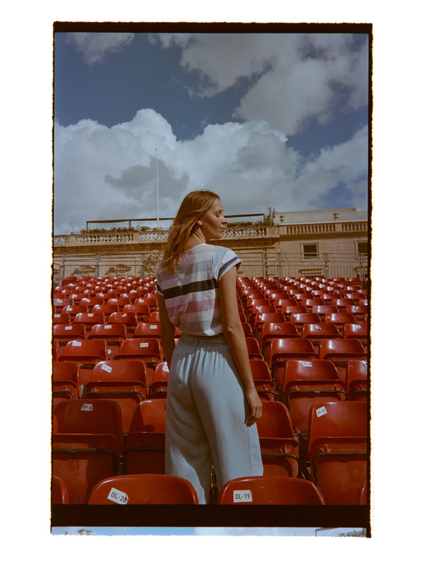 Moodo Tričko s pruhy modré Moodo