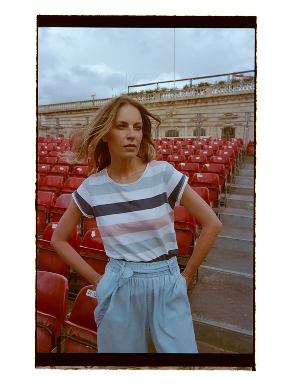 Moodo Tričko s pruhy modré Moodo