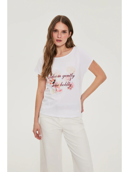 Moodo Bavlněná halenka s potiskem bílá Moodo