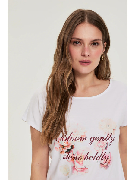 Moodo Bavlněná halenka s potiskem bílá Moodo