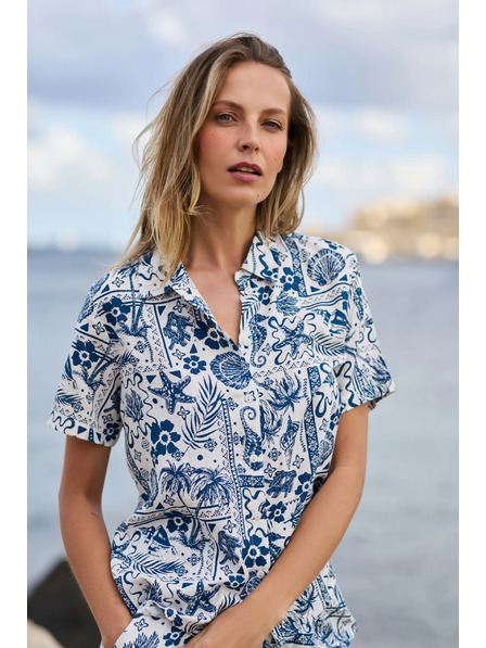 Moodo Vzorovaná košile tmavě modrá Moodo