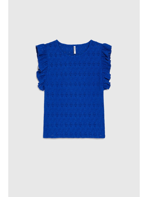 Moodo Halenka s volánkem na rukávech modrá Moodo