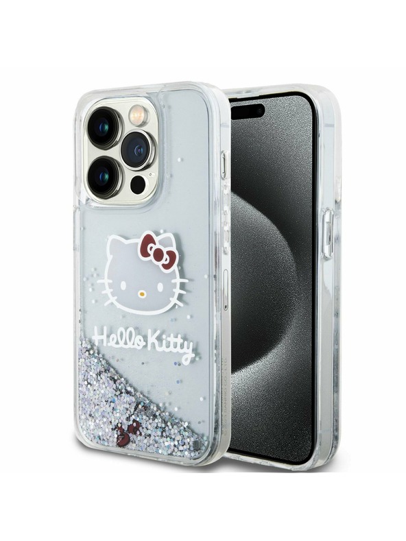 Hello Kitty Hello Kitty Liquid Glitter Electroplating Head Logo Zadní Kryt pro iPhone 13 Pro Transparent