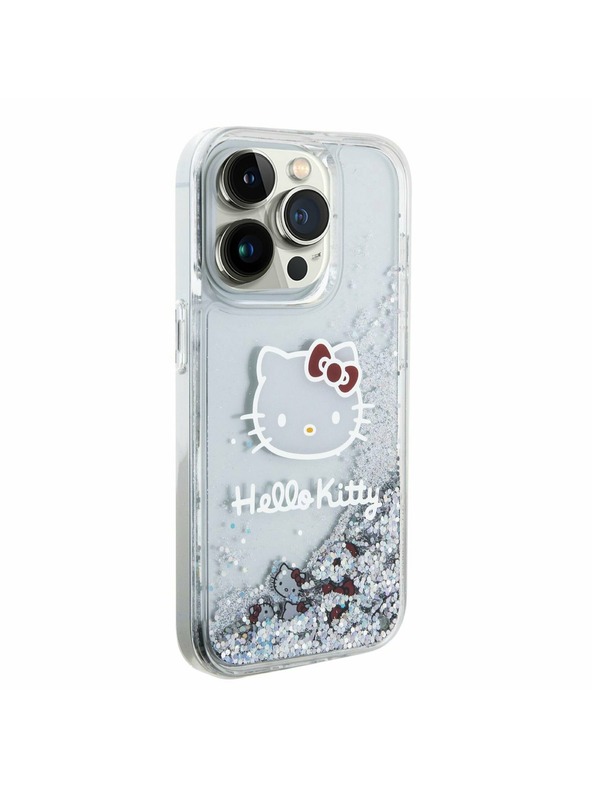 Hello Kitty Hello Kitty Liquid Glitter Electroplating Head Logo Zadní Kryt pro iPhone 13 Pro Transparent