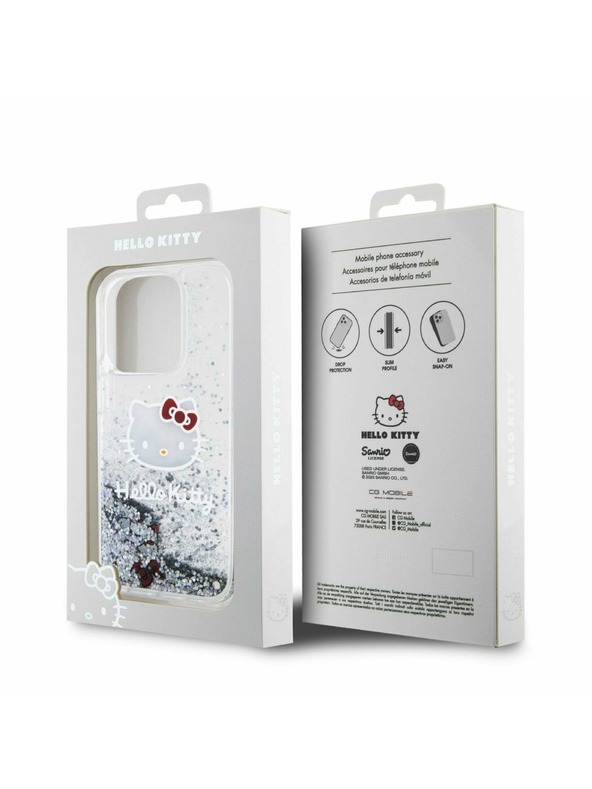 Hello Kitty Hello Kitty Liquid Glitter Electroplating Head Logo Zadní Kryt pro iPhone 13 Pro Transparent