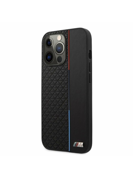 BMW BMW PU Triangles Tricolor Line Zadní Kryt pro iPhone 13 Pro Max Black
