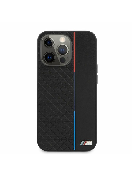 BMW BMW PU Triangles Tricolor Line Zadní Kryt pro iPhone 13 Pro Max Black