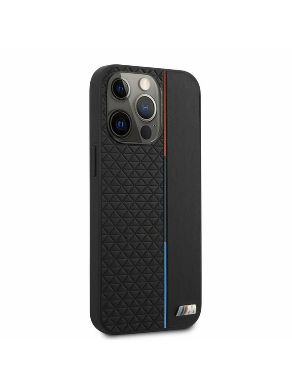 BMW BMW PU Triangles Tricolor Line Zadní Kryt pro iPhone 13 Pro Max Black