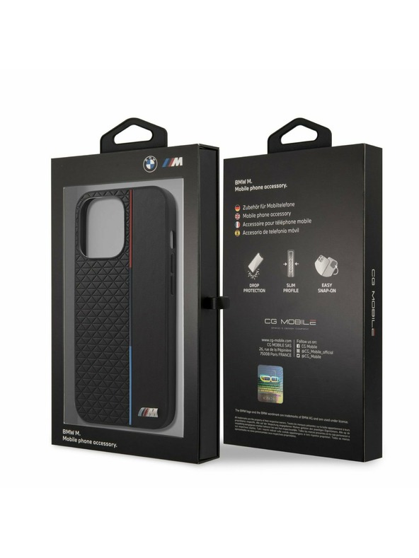 BMW BMW PU Triangles Tricolor Line Zadní Kryt pro iPhone 13 Pro Max Black