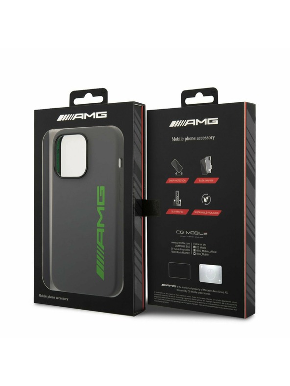 AMG AMG Liquid Silicone Green Logo Zadní Kryt pro iPhone 14 Pro Grey