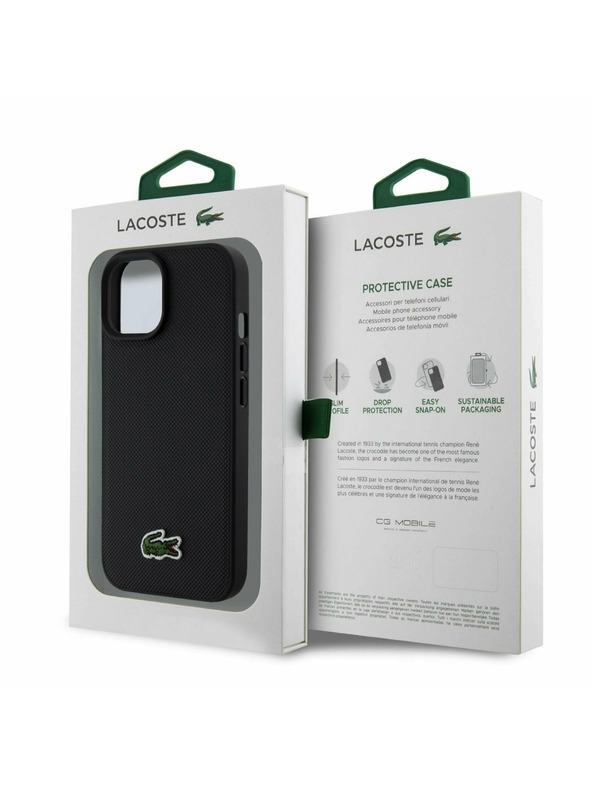 Lacoste Lacoste Iconic Petit Pique Woven Logo Magsafe Zadní Kryt pro iPhone 15 Black