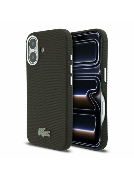 Lacoste Lacoste PVC Iconic Petit Pique Metal Logo MagSafe Zadní Kryt pro iPhone 16 Black