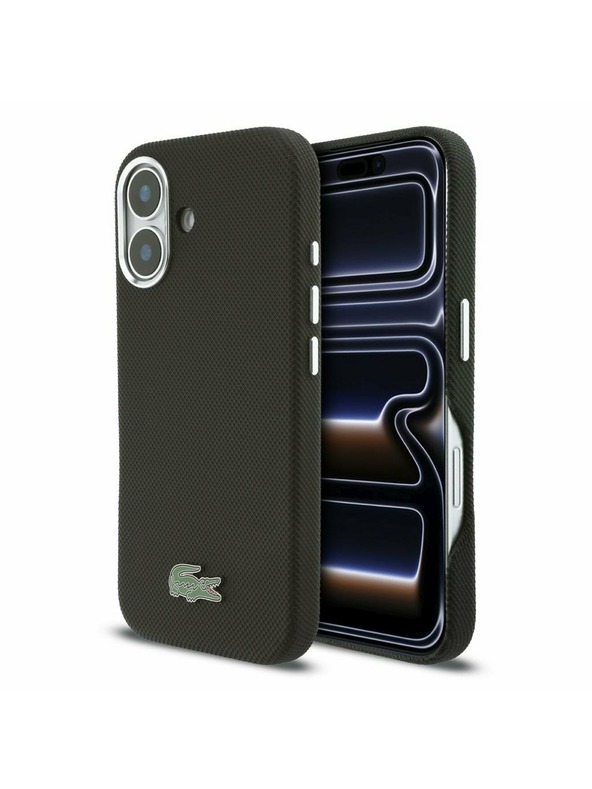 Lacoste Lacoste PVC Iconic Petit Pique Metal Logo MagSafe Zadní Kryt pro iPhone 16 Black