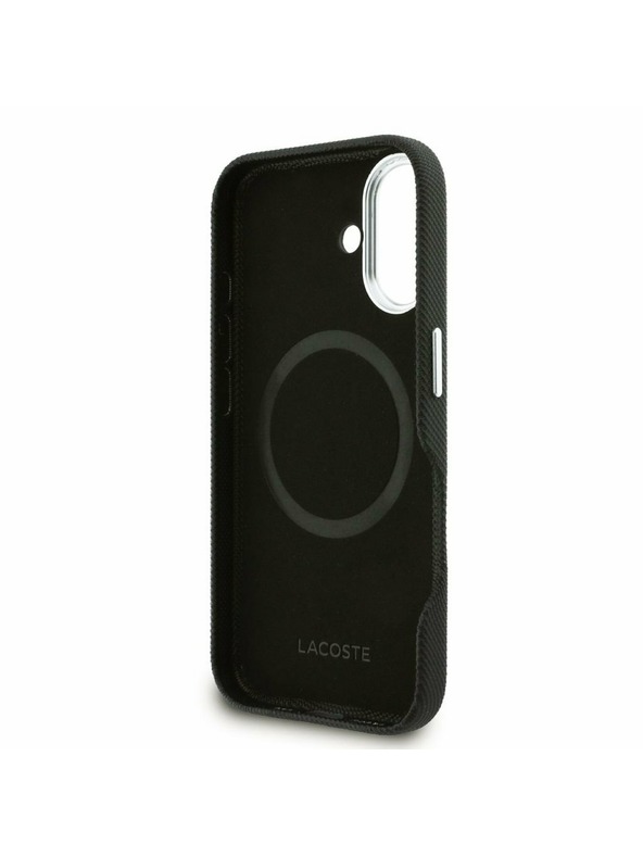 Lacoste Lacoste PVC Iconic Petit Pique Metal Logo MagSafe Zadní Kryt pro iPhone 16 Black
