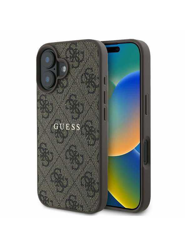 Guess Guess PU 4G Classic Logo MagSafe Zadní Kryt pro iPhone 16 Plus Brown