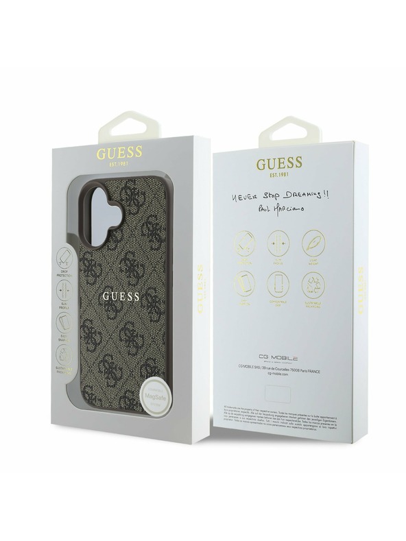 Guess Guess PU 4G Classic Logo MagSafe Zadní Kryt pro iPhone 16 Plus Brown