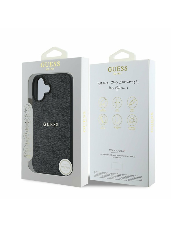Guess Guess PU 4G Classic Logo MagSafe Zadní Kryt pro iPhone 16 Plus Black