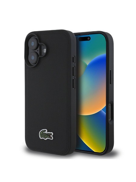 Lacoste Lacoste Iconic Petit Pique Woven Logo MagSafe Zadní Kryt pro iPhone 16 Plus Black
