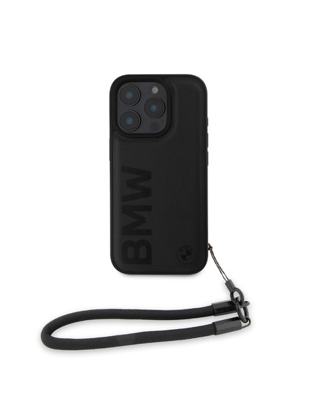 BMW BMW Leather Signature and Strap Zadní Kryt pro iPhone 16 Pro Black