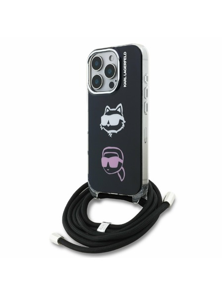 Karl Lagerfeld Karl Lagerfeld IML Crossbody K&CH Heads Zadní Kryt pro iPhone 16 Pro Black