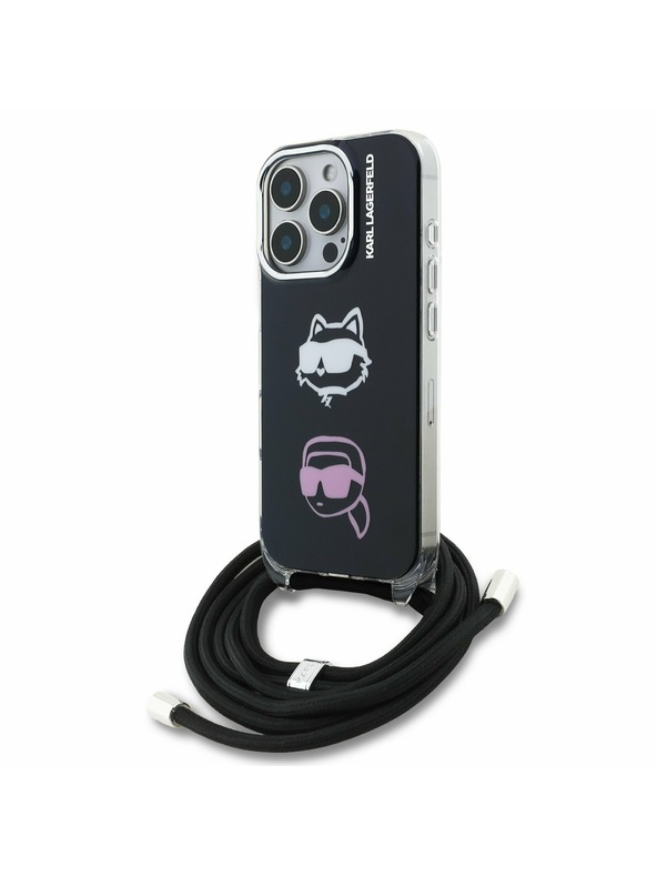 Karl Lagerfeld Karl Lagerfeld IML Crossbody K&CH Heads Zadní Kryt pro iPhone 16 Pro Black