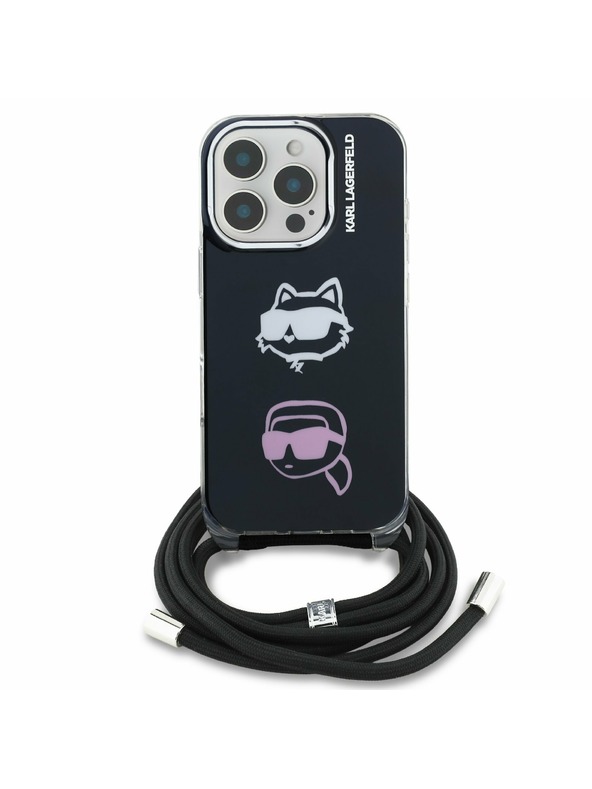 Karl Lagerfeld Karl Lagerfeld IML Crossbody K&CH Heads Zadní Kryt pro iPhone 16 Pro Black