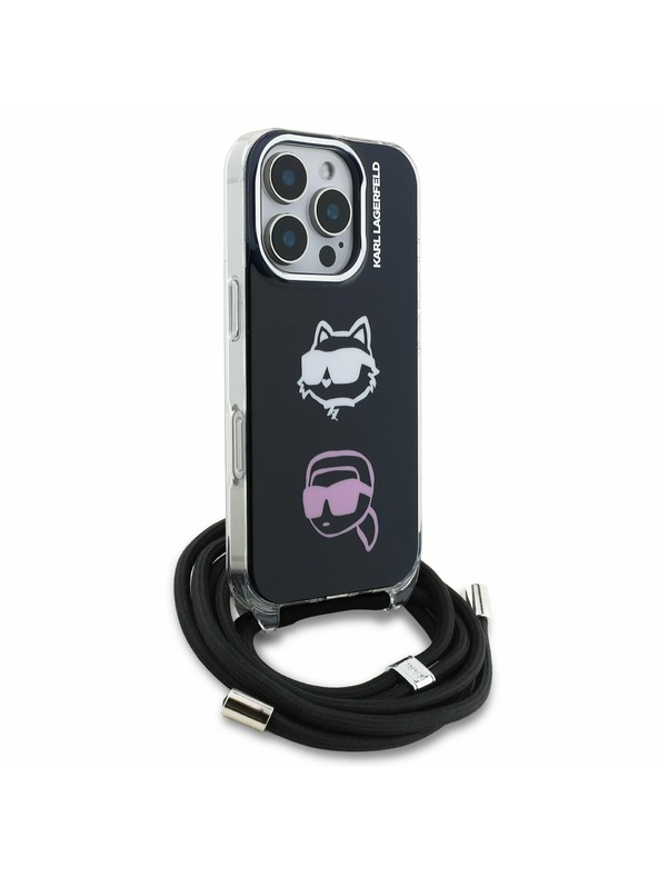 Karl Lagerfeld Karl Lagerfeld IML Crossbody K&CH Heads Zadní Kryt pro iPhone 16 Pro Black