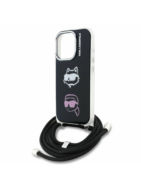 Karl Lagerfeld Karl Lagerfeld IML Crossbody K&CH Heads Zadní Kryt pro iPhone 16 Pro Black