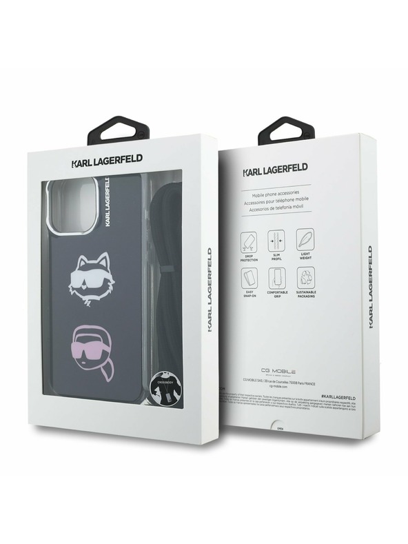 Karl Lagerfeld Karl Lagerfeld IML Crossbody K&CH Heads Zadní Kryt pro iPhone 16 Pro Black