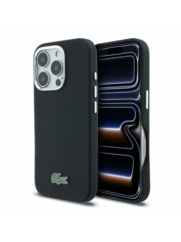 Lacoste Lacoste PVC Iconic Petit Pique Metal Logo MagSafe Zadní Kryt pro iPhone 16 Pro Black