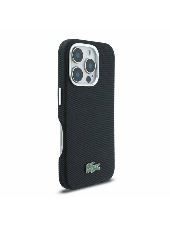 Lacoste Lacoste PVC Iconic Petit Pique Metal Logo MagSafe Zadní Kryt pro iPhone 16 Pro Black