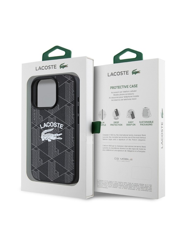 Lacoste Lacoste Blend Monogram MagSafe Zadní Kryt pro iPhone 16 Pro Black
