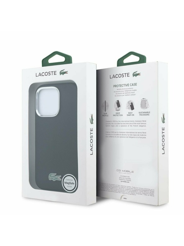 Lacoste Lacoste PVC Iconic Petit Pique Metal Logo MagSafe Zadní Kryt pro iPhone 16 Pro Max Black